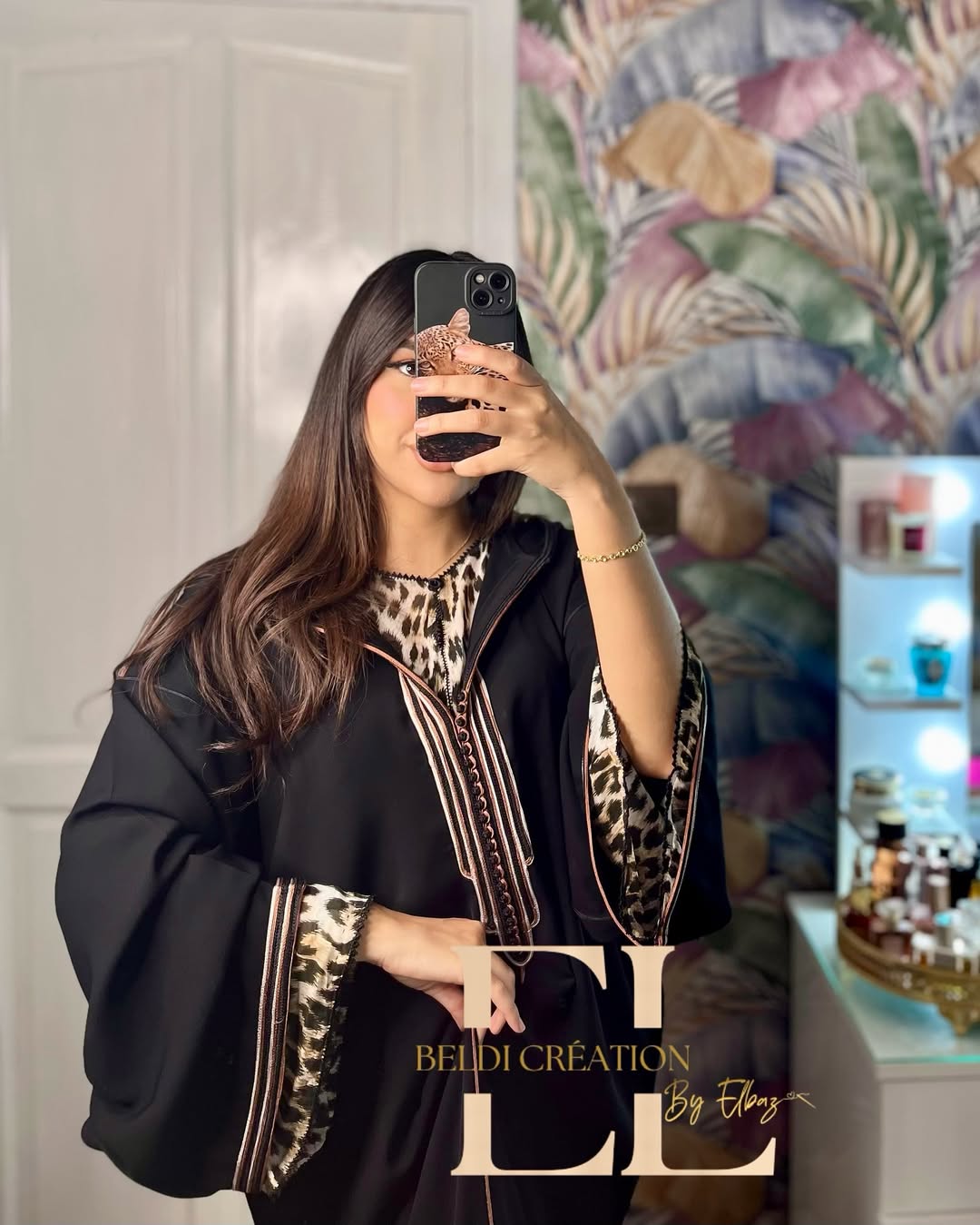 jellaba in a bold leopard print